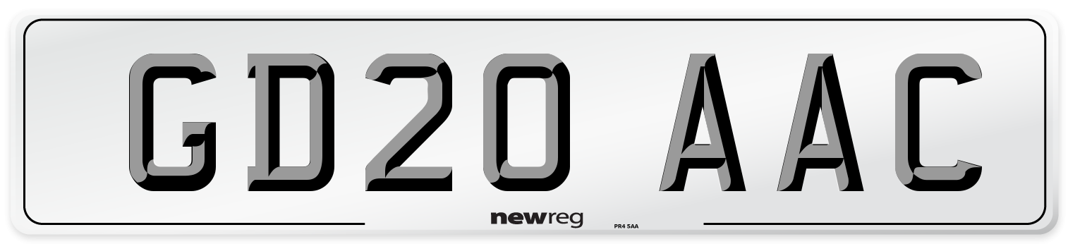 GD20 AAC Number Plate from New Reg